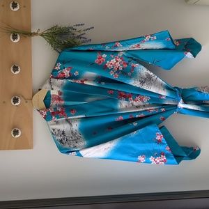 Marukyo Japanese Kimono Blue Cherry Blossom Kyoto Tokyo